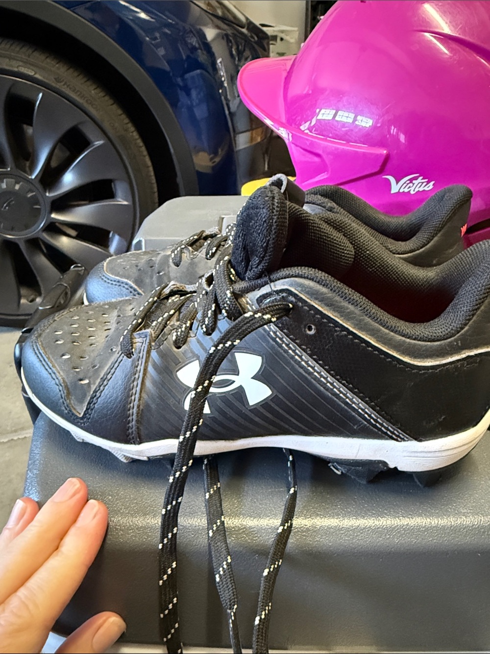 Under Armour Black Kids' Softball Cleats with White Logo